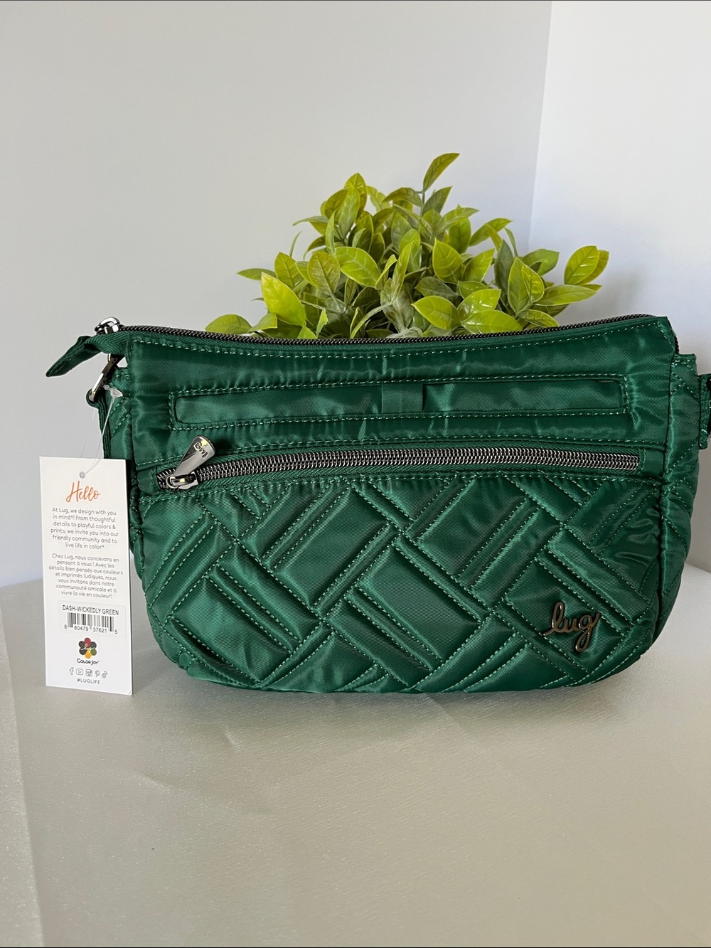 LUG - Dash Classic Crossbody in Wickedly Green w/Sage Daisies Interior